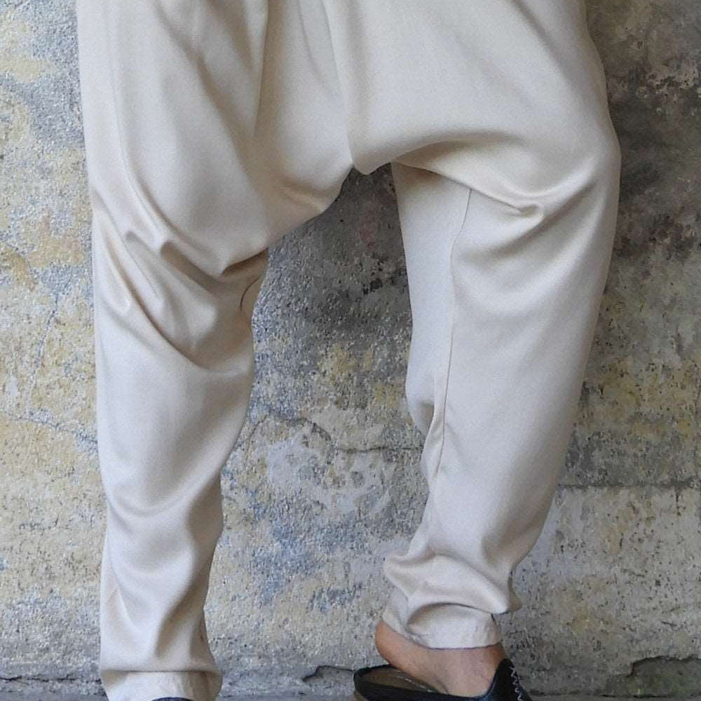Odana's | Sustainable Gifts | BASIC Men's Harem Pants (Dark Cream, Army Green) Dark Cream | Harem Pants | Sustainable Fashion