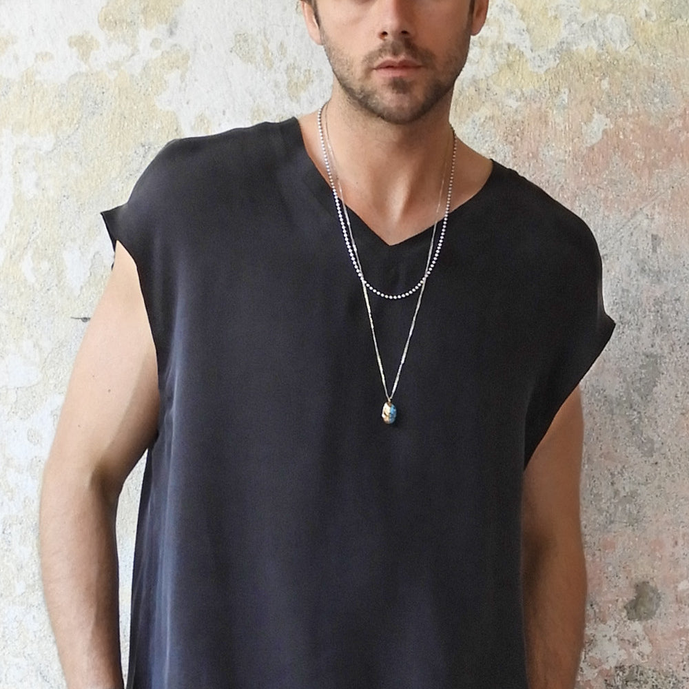Odana's | Sustainable Gifts | RAVEN Men's Organic Cupro Cotton Shirt Black | Shirts | Sustainable Fashion