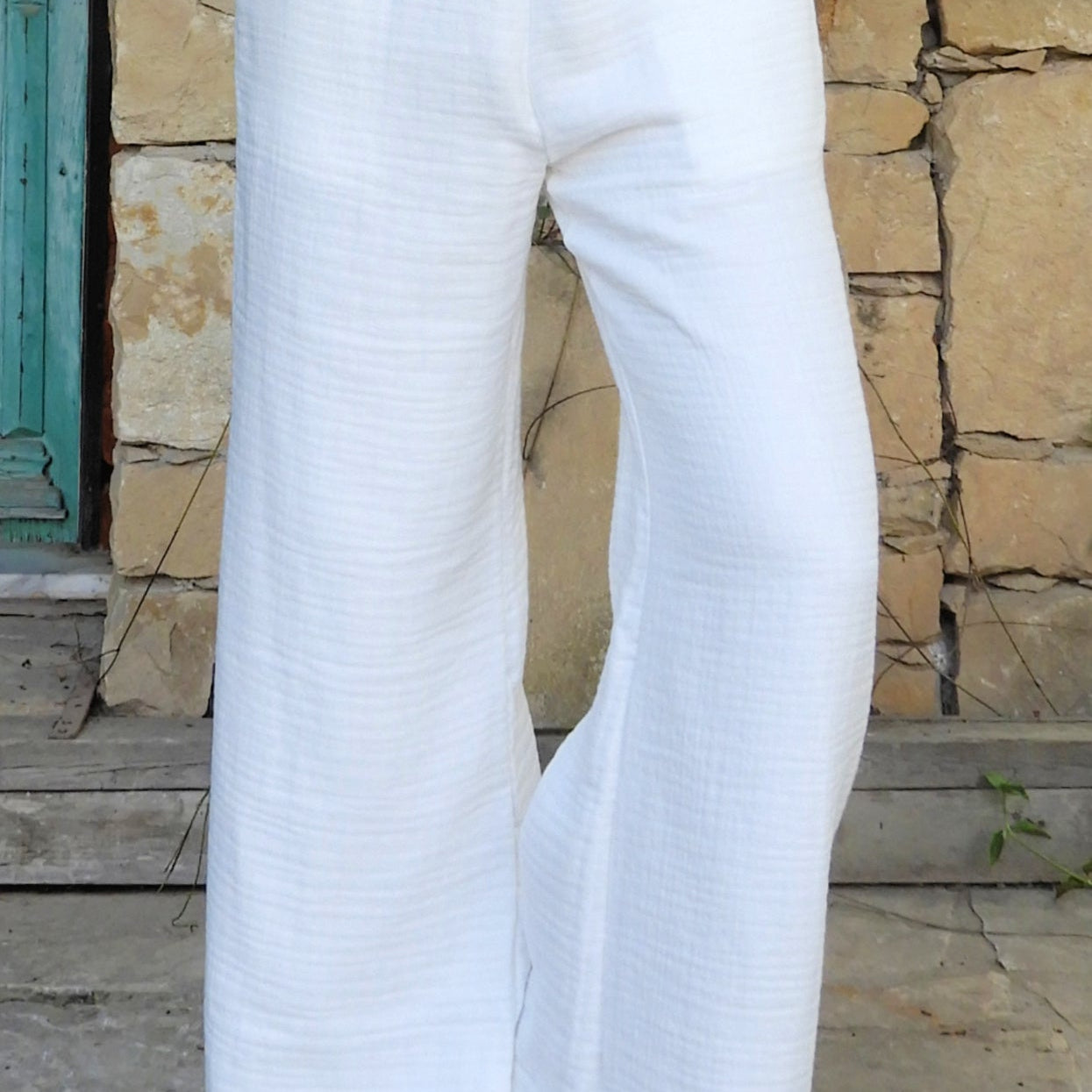 Odana's | Sustainable Gifts | PALAZZO Women's 4Layer Organic Gauze Cotton Pants White | Palazzo Pants | Sustainable Fashion