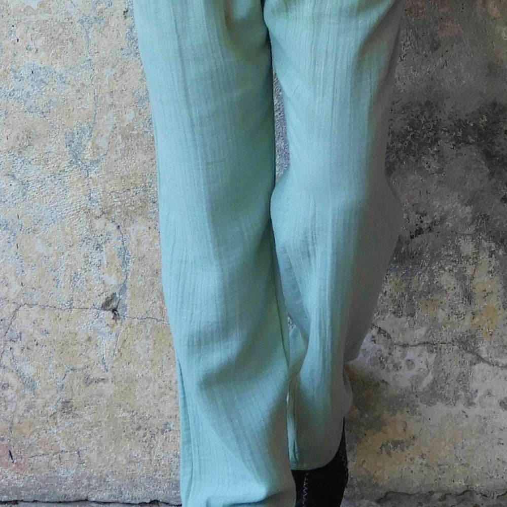 Odana's | Sustainable Gifts | DUNE Organic Gauze Cotton Pants (Army Green, Dusty Mint) Dusty Mint | Harem Pants | Sustainable Fashion