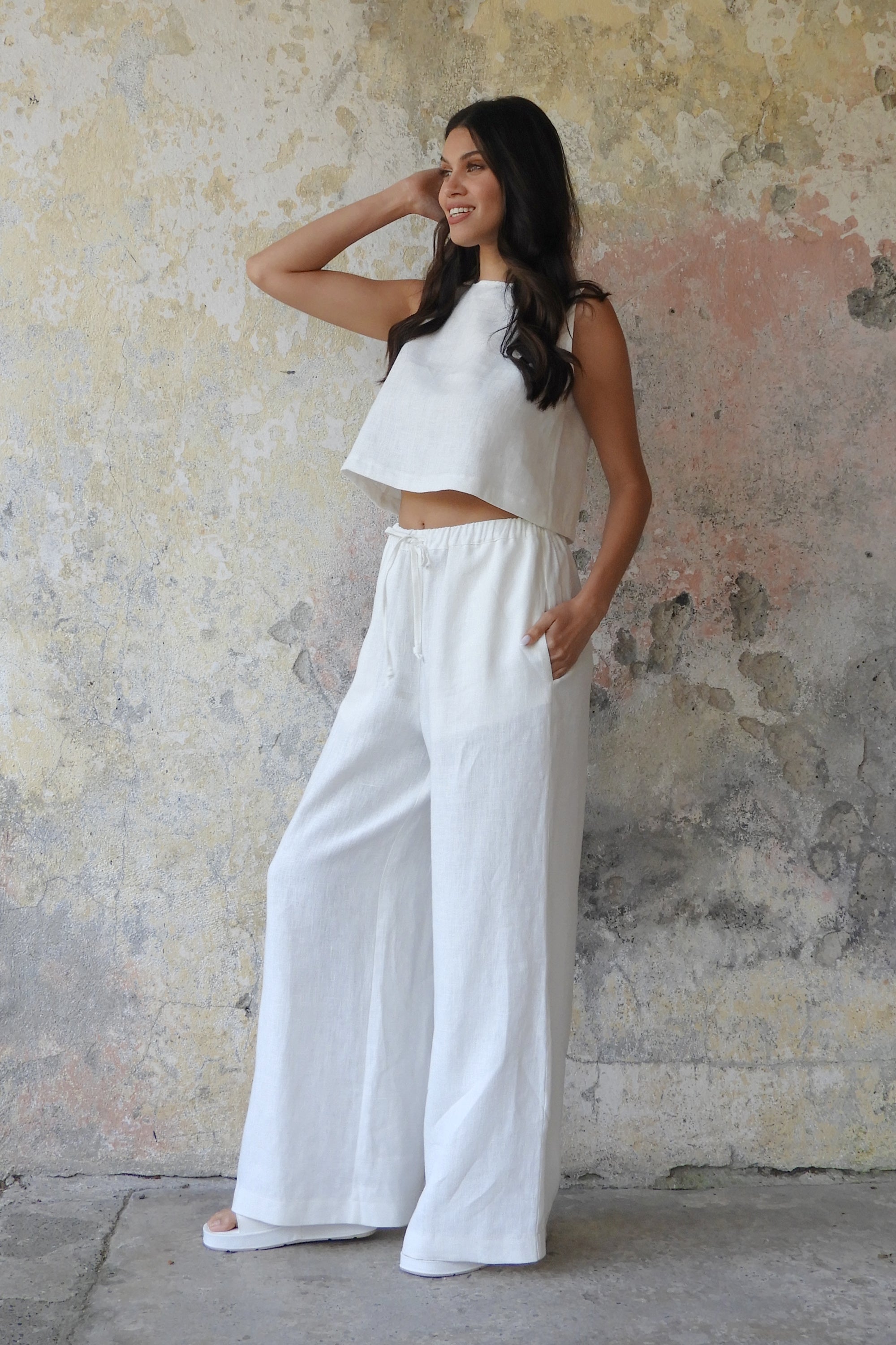 Odana's | Sustainable Gifts | CHAKRA+PURE White Set (Plus Size) | Linen Pants | Sustainable Fashion