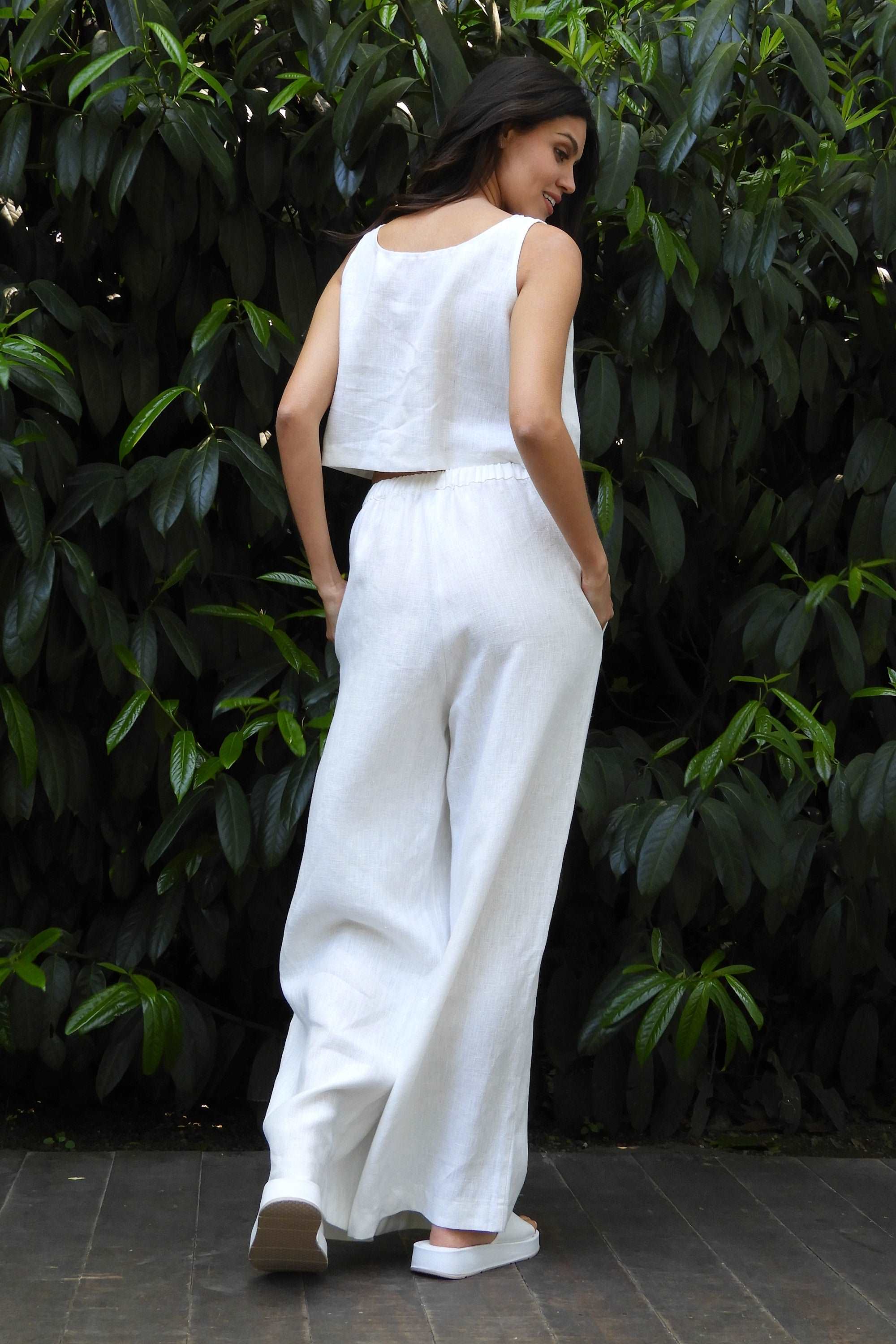 Sustainable  | CHAKRA White Women's Linen Pants by Odana's