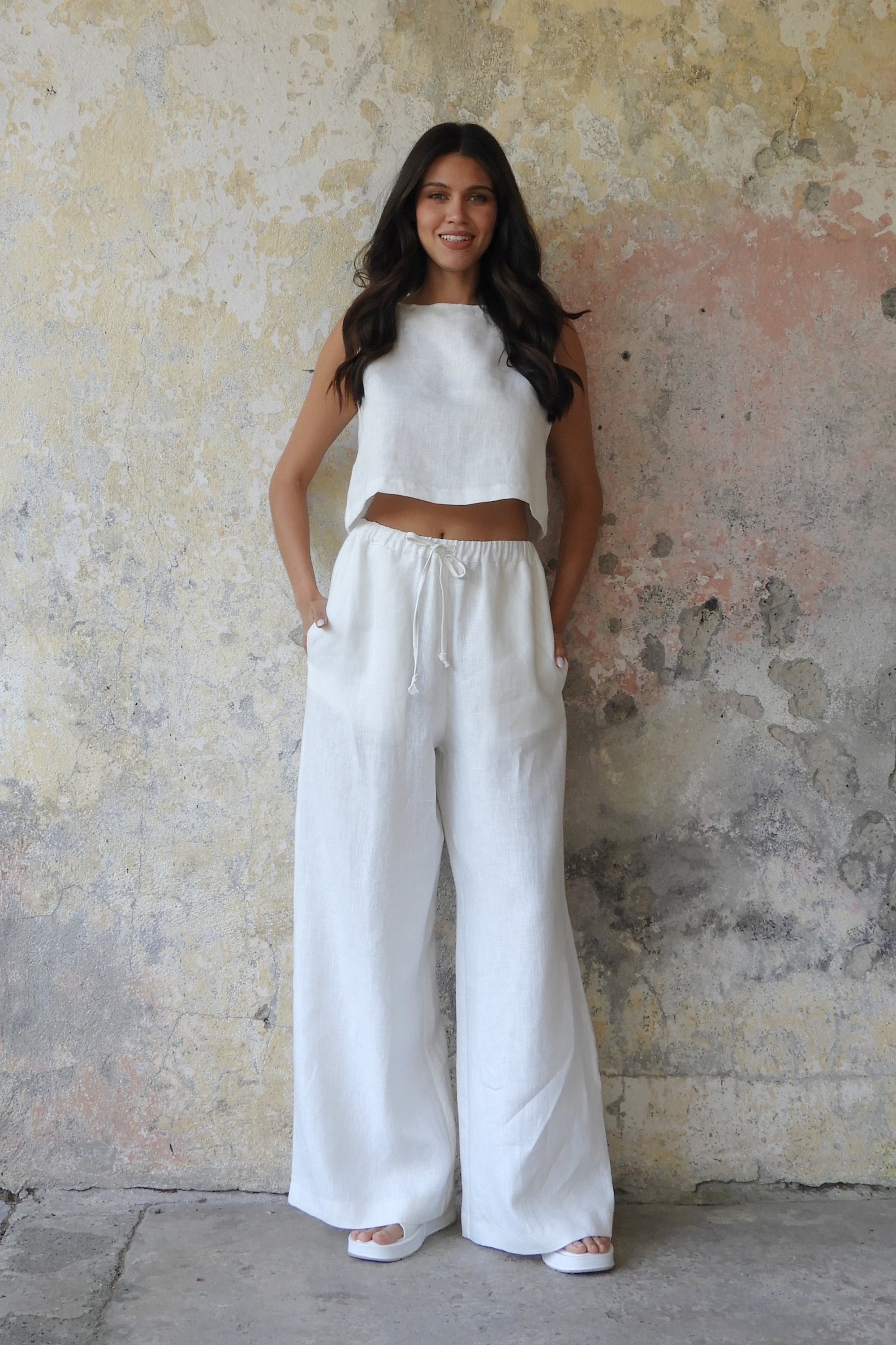 Odana's | CHAKRA+PURE White Set (Plus Size) | Linen Pants | Sustainable Fashion