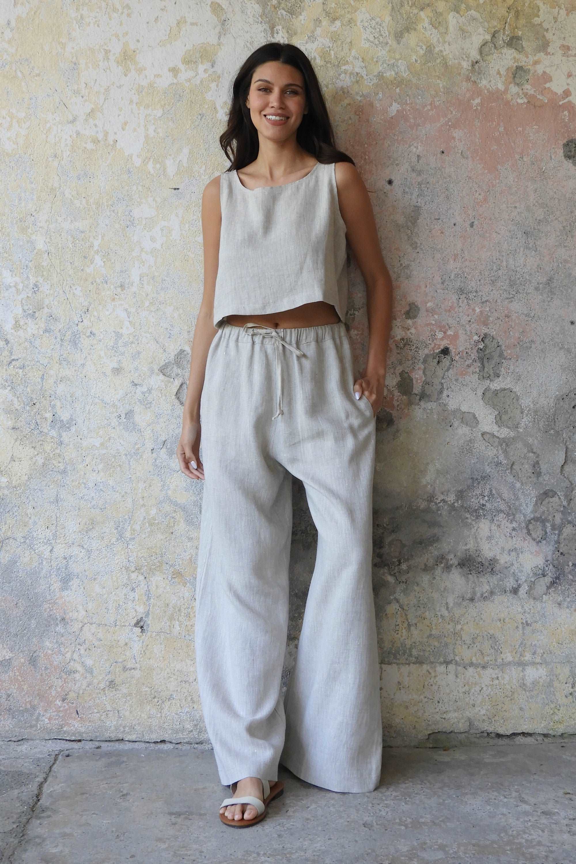 Odana's | CHAKRA+PURE Beige Set | Linen Pants | Sustainable Fashion