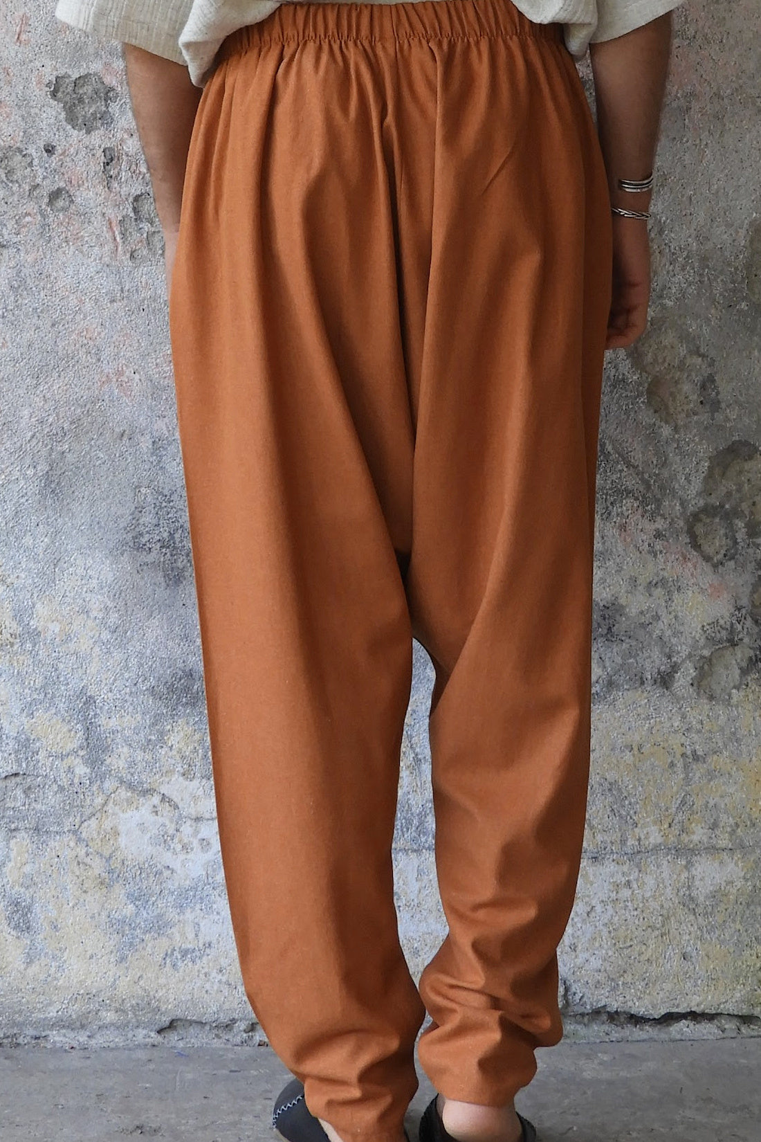 Odana's | Sustainable Gifts | MOON Women's Linen Blend Harem Pants (Windsor Tan, Burnt Orange) | Linen Harem Pants | Sustainable Fashion