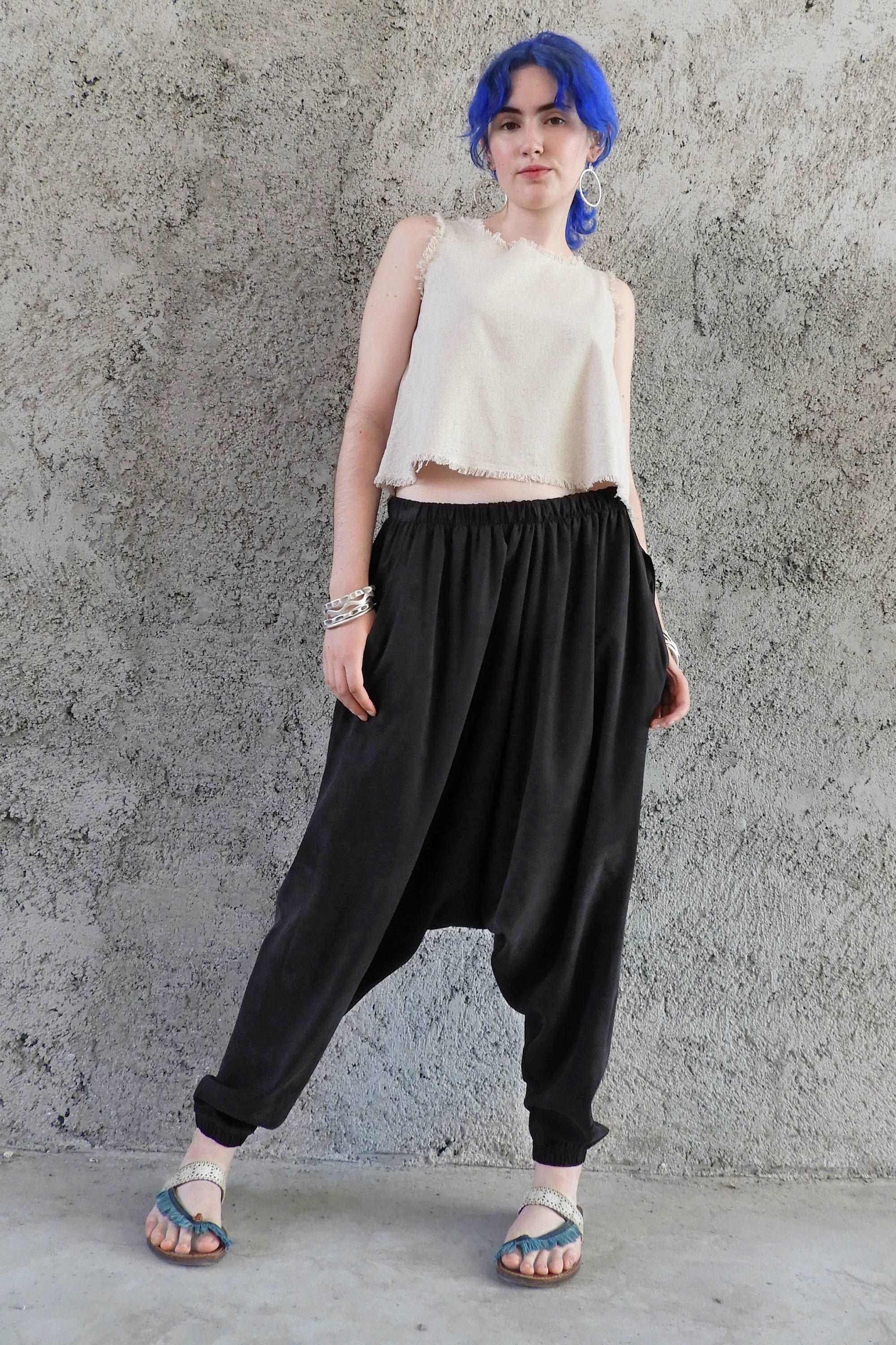 Odana's | Sustainable Gifts | BREATH Women's Organic Cotton Harem Pants (Black, Blue) | Harem Pants | Sustainable Fashion