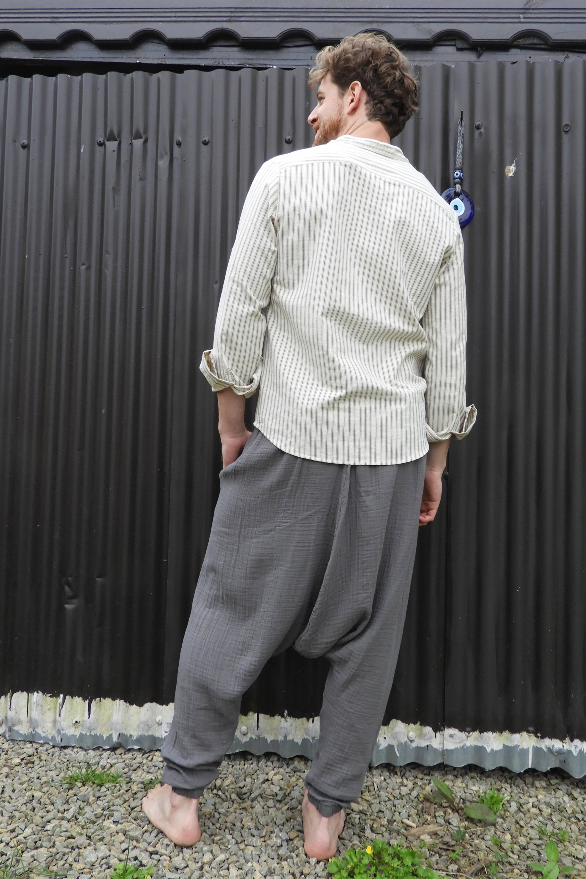 Odana's | Sustainable Gifts | TRIBAL Men's Gauze Cotton Harem Pants (Brown, Gray) | Harem Pants | Sustainable Fashion