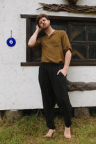 Odana's | Sustainable Gifts | RELAX Men's Organic Gauze Cotton Harem Pants (Black, Dark Blue) | Harem Pants | Sustainable Fashion