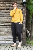 Odana's | Sustainable Gifts | TRIBAL Men's Organic Gauze Cotton Harem Pants (Black, Beige) | Harem Pants | Sustainable Fashion