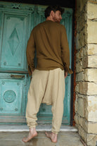 Odana's | Sustainable Gifts | TRIBAL Men's Organic Gauze Cotton Harem Pants (Black, Beige) | Harem Pants | Sustainable Fashion