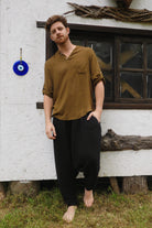 Odana's | Sustainable Gifts | RELAX Men's Organic Gauze Cotton Harem Pants (Black, Dark Blue) | Harem Pants | Sustainable Fashion