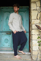 Odana's | Sustainable Gifts | RELAX Men's Organic Gauze Cotton Harem Pants (Black, Dark Blue) | Harem Pants | Sustainable Fashion