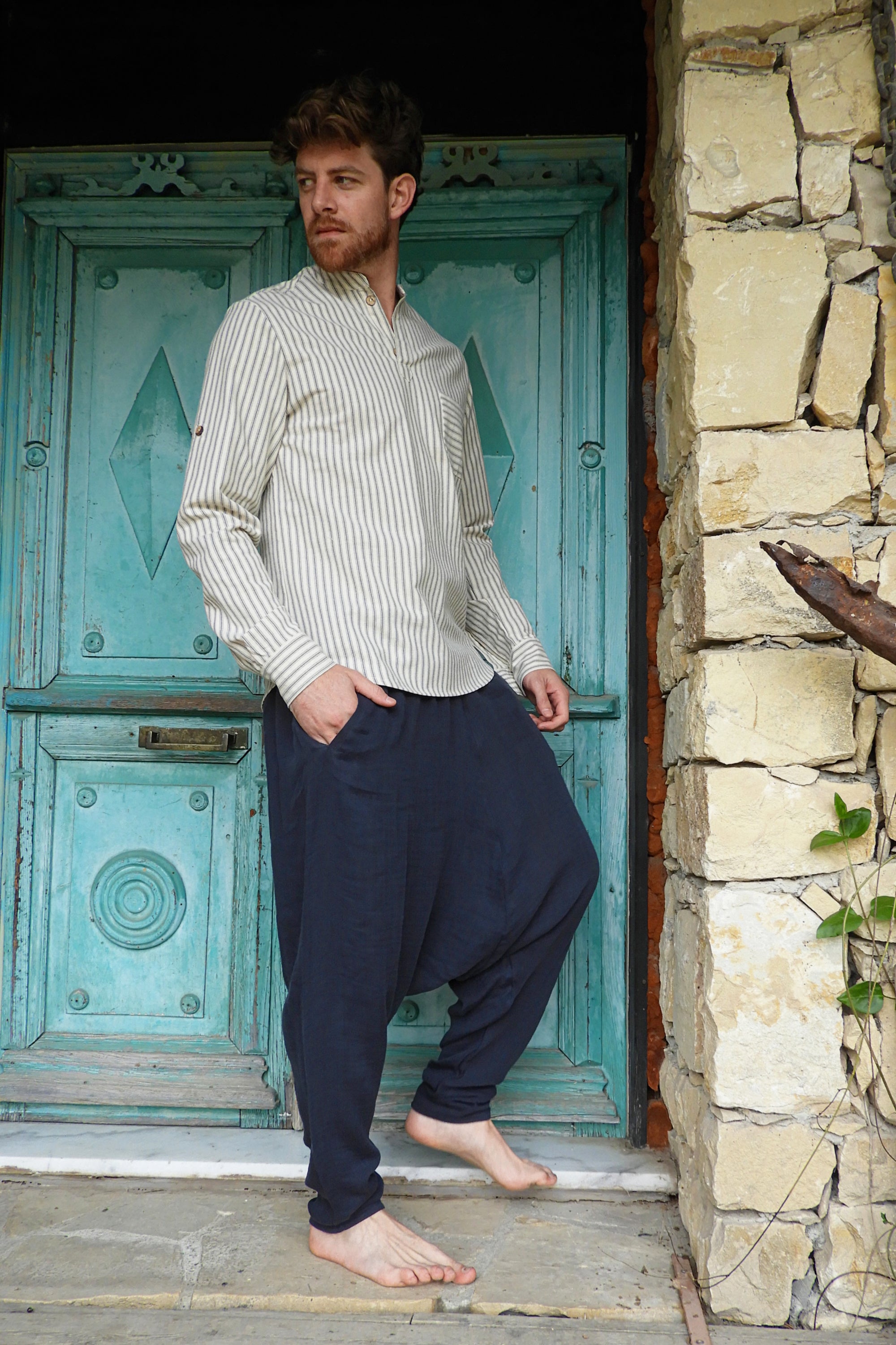 Odana's | RELAX Men's Gauze Cotton Harem Pants (Black, Dark Blue) | Harem Pants | Sustainable Fashion
