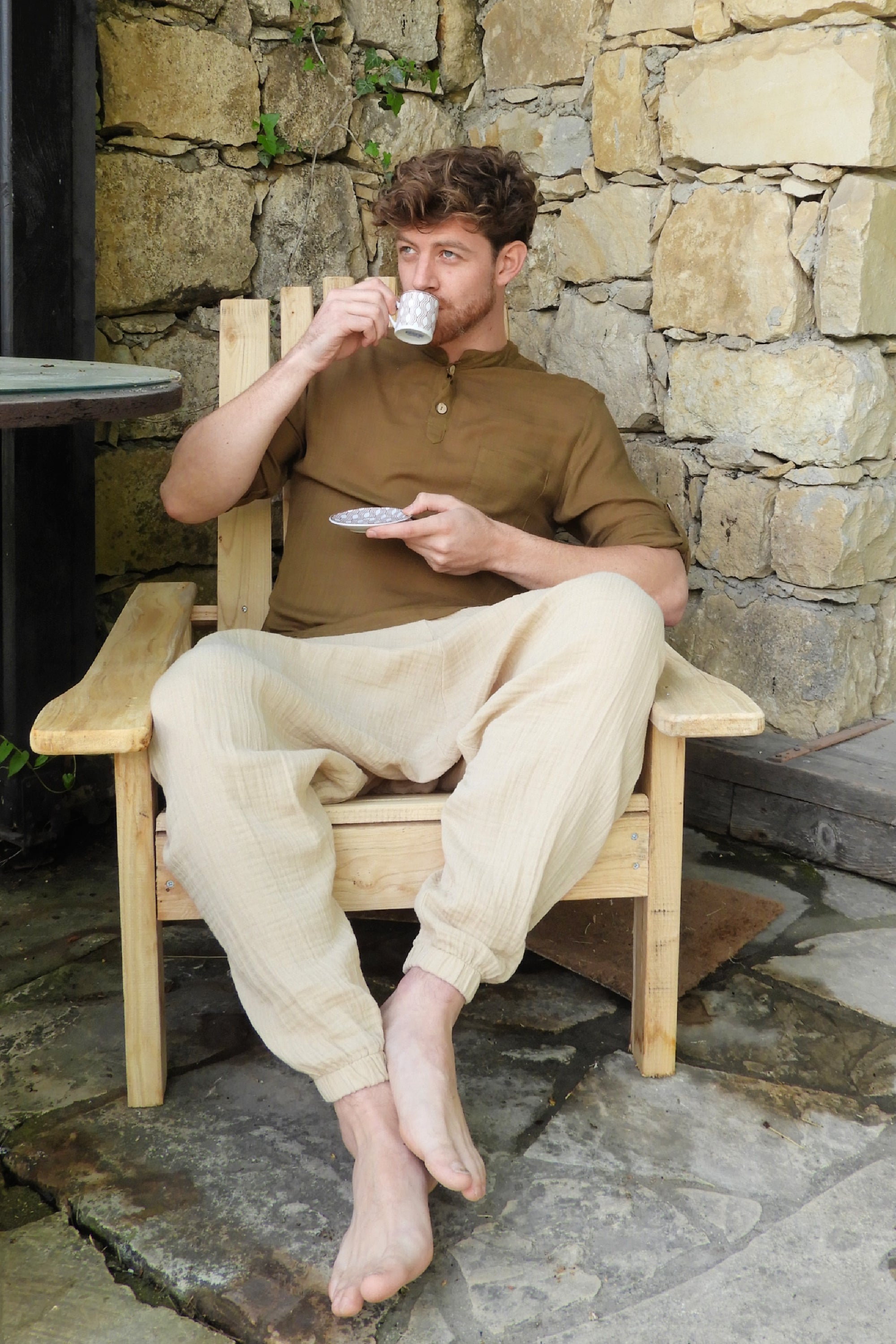 Odana's | Sustainable Gifts | TRIBAL Men's Organic Gauze Cotton Harem Pants (Black, Beige) | Harem Pants | Sustainable Fashion