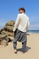 Odana's | Sustainable Gifts | TRIBAL Men's Gauze Cotton Harem Pants (Brown, Gray) | Harem Pants | Sustainable Fashion