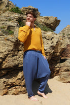 Odana's | Sustainable Gifts | RELAX Men's Organic Gauze Cotton Harem Pants (Indigo Blue) | Harem Pants | Sustainable Fashion