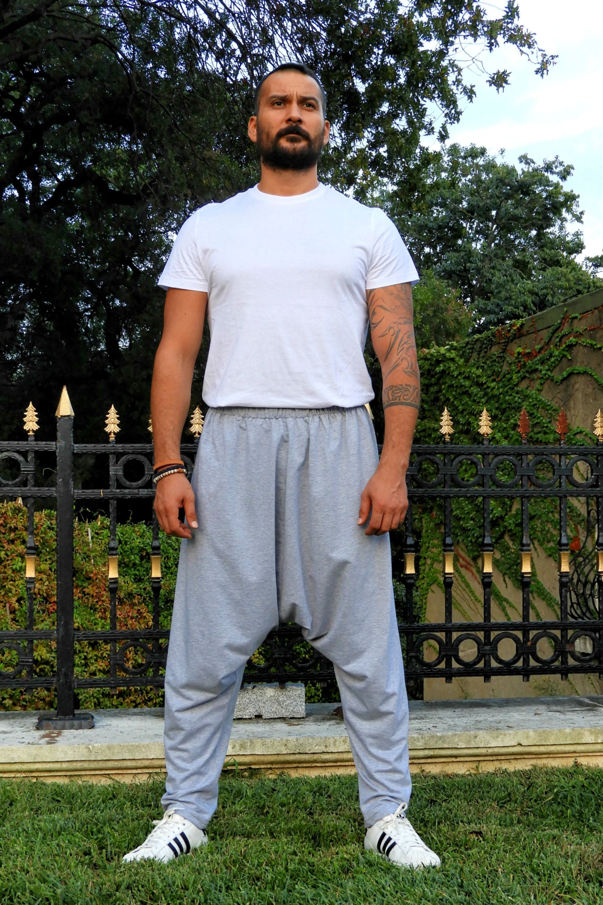 Odana's | Sustainable Gifts | SNOW Men's Harem Pants For Winter (Gray, Red) | Harem Pants | Sustainable Fashion