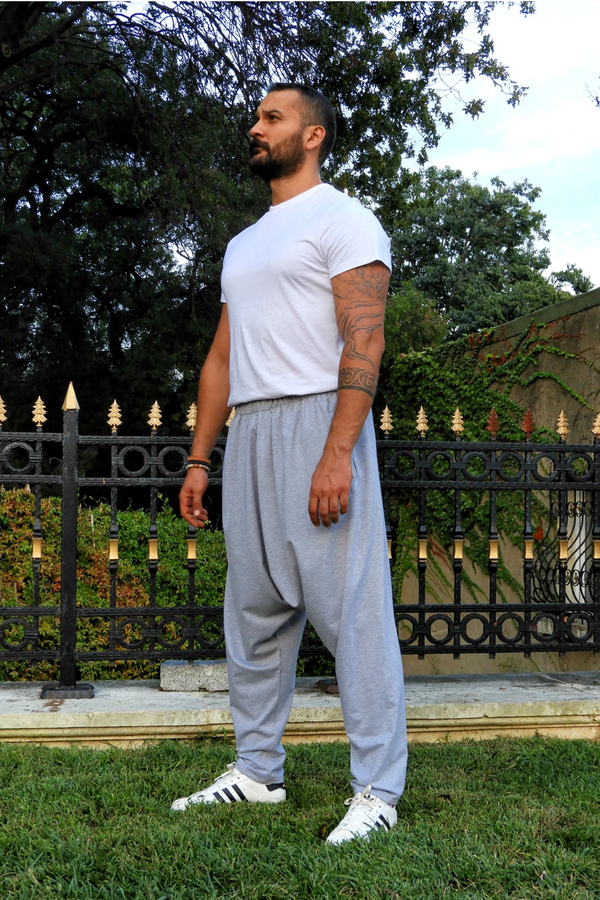 Odana's | Sustainable Gifts | SNOW Men's Harem Pants For Winter (Gray, Red) | Harem Pants | Sustainable Fashion