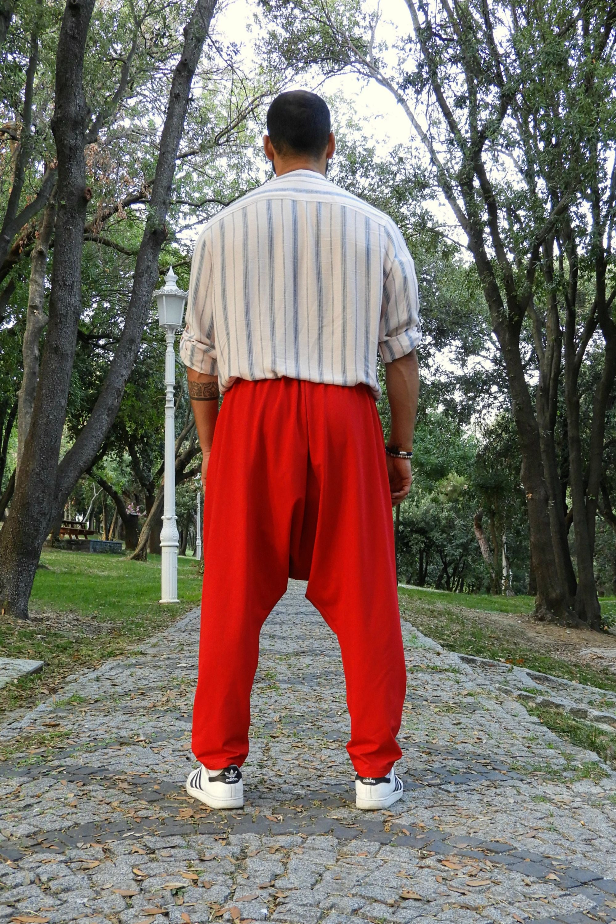 Odana's | Sustainable Gifts | SNOW Men's Harem Pants For Winter (Gray, Red) | Harem Pants | Sustainable Fashion