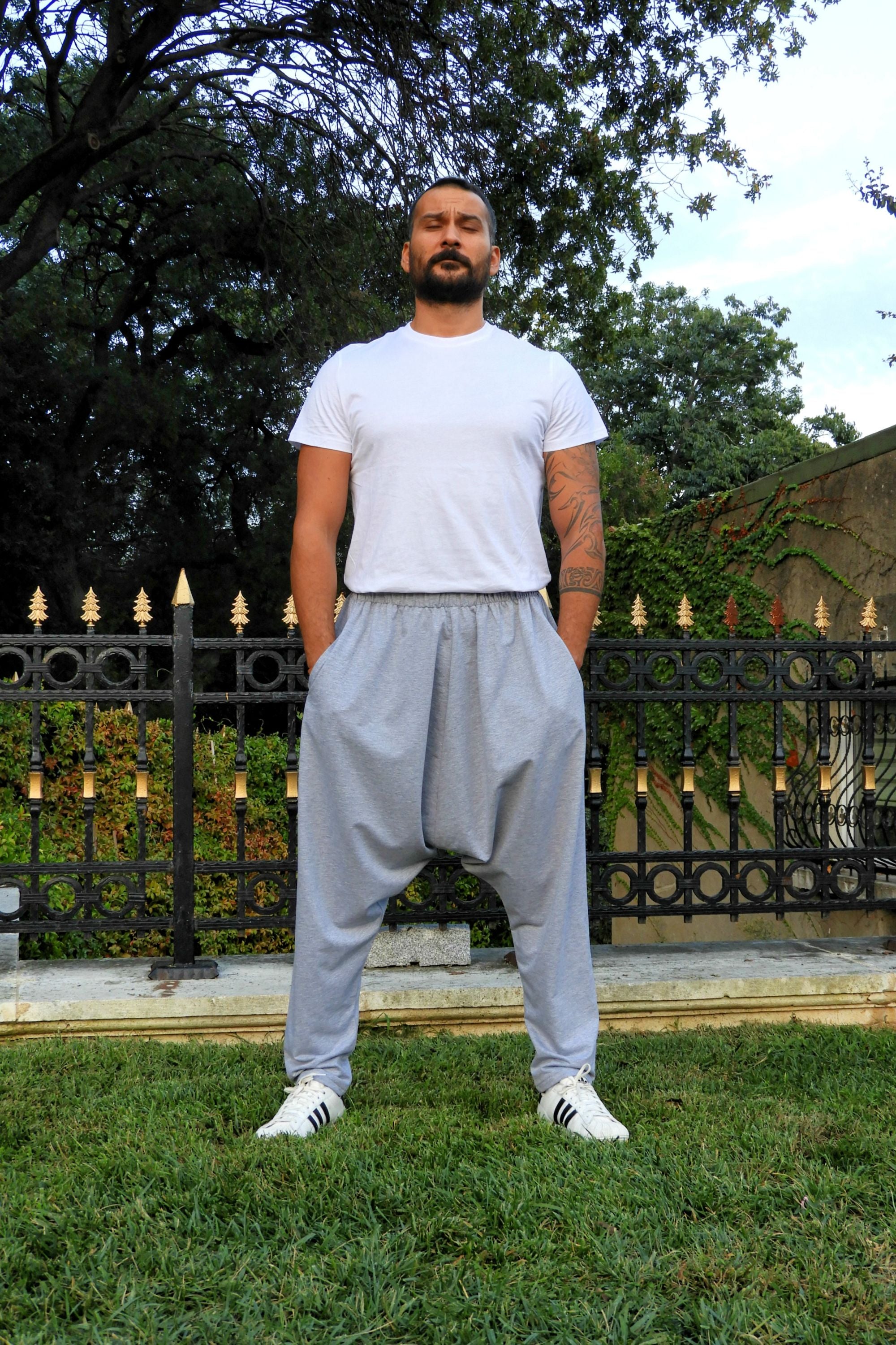 Odana's | Sustainable Gifts | SNOW Men's Harem Pants For Winter (Gray, Red) | Harem Pants | Sustainable Fashion