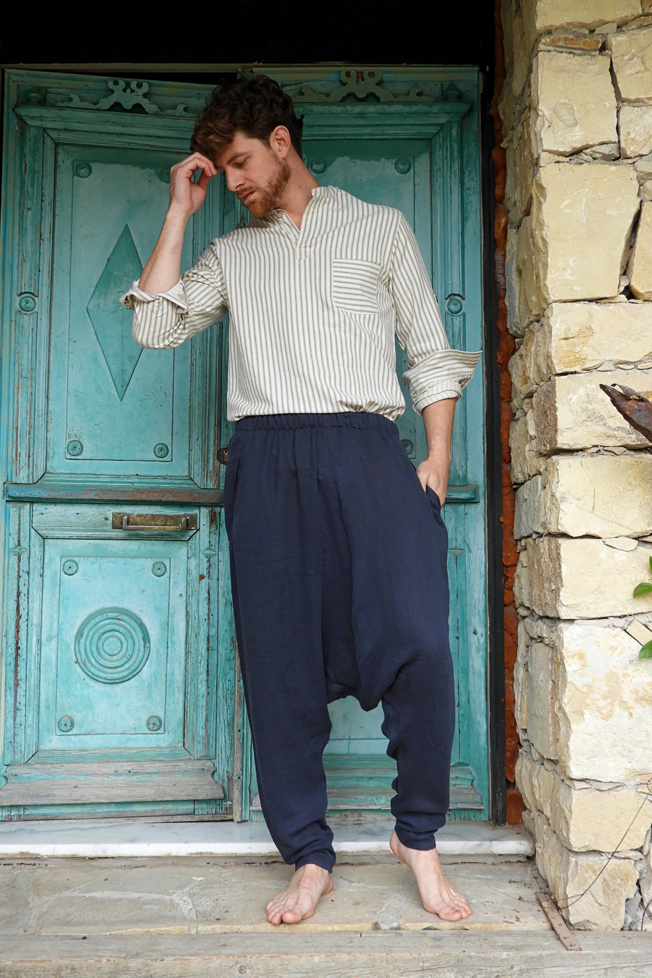 Odana's | Sustainable Gifts | RELAX Gender Neutral Organic Gauze Cotton Harem Pants (Black, Dark Blue) | Harem Pants | Sustainable Fashion