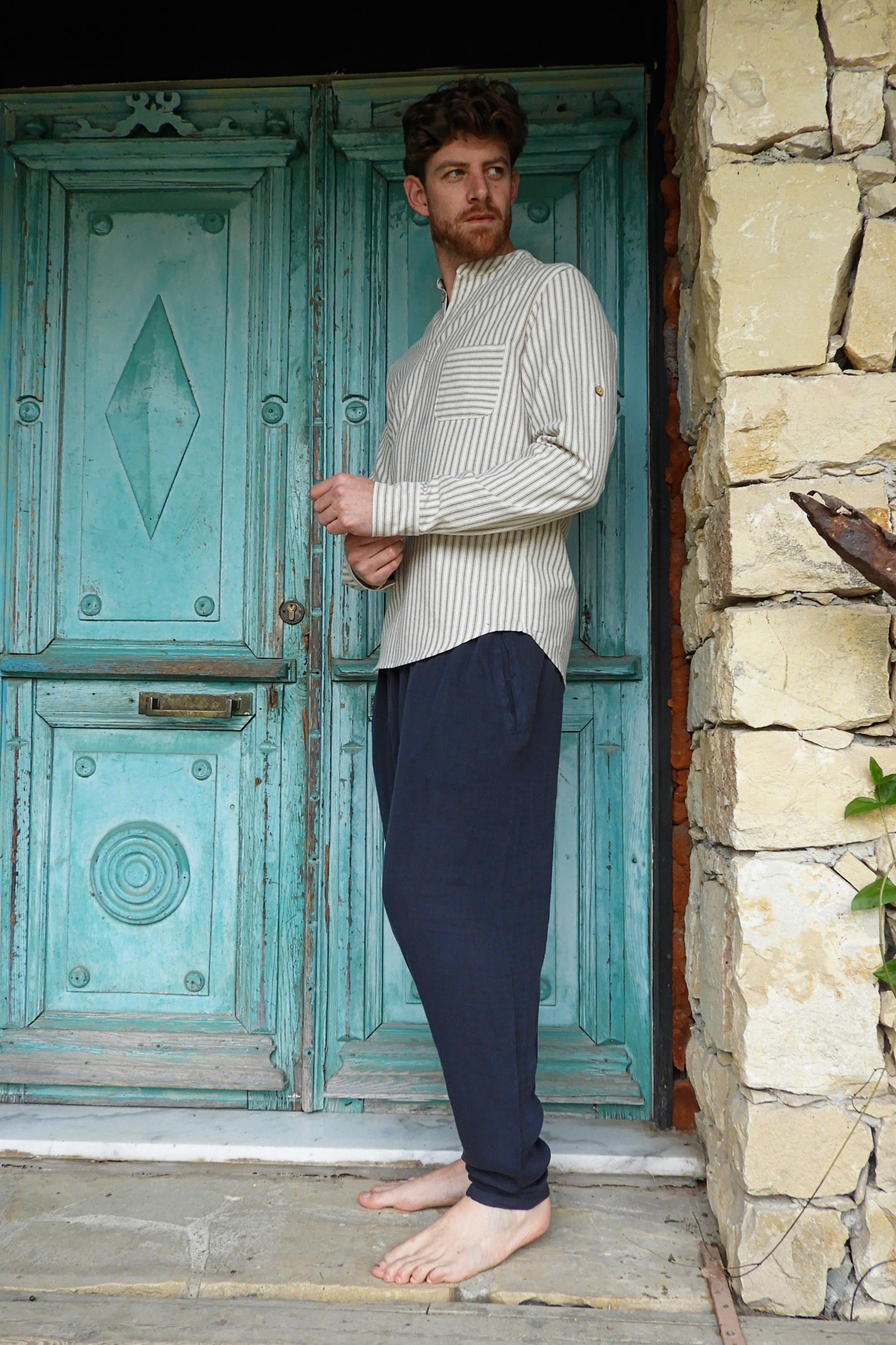 Odana's | Sustainable Gifts | RELAX Men's Organic Gauze Cotton Harem Pants (Black, Dark Blue) | Harem Pants | Sustainable Fashion