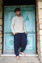 Odana's | Sustainable Gifts | RELAX Men's Organic Gauze Cotton Harem Pants (Black, Dark Blue) | Harem Pants | Sustainable Fashion