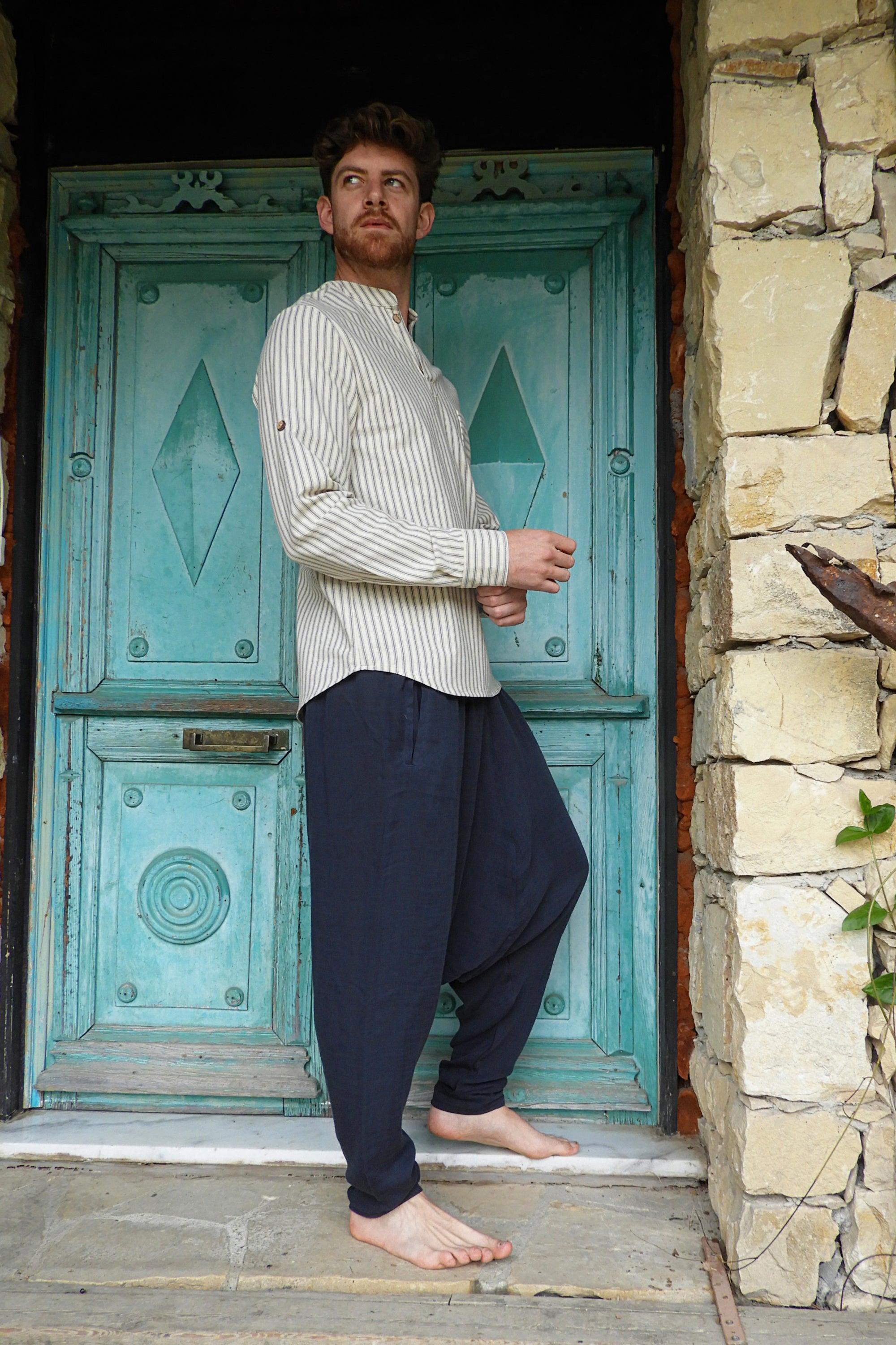 Sustainable  | RELAX Gender Neutral Gauze Cotton Harem Pants (Black, Dark Blue) by Odana's