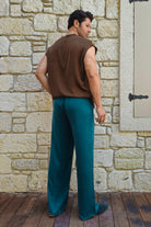 Organic cupro vegan silk fabric in deep brown with smooth drape