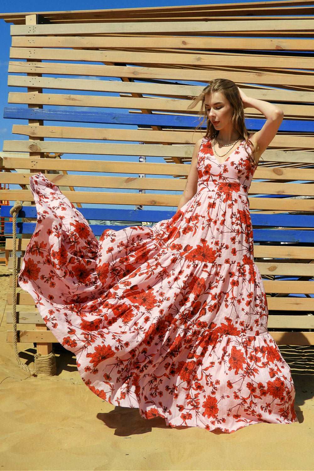 Sustainable  | FLORAL Linen Maxi Dress by Odana's