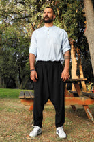 Odana's | Sustainable Gifts | MOON Men's Linen Blend Harem Pants (Black, Tan) | Linen Harem Pants | Sustainable Fashion
