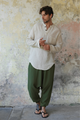 TRIBAL Men's Organic Gauze Cotton Harem Pants (Dark Green, Sage Green)