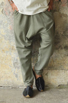Odana's | Sustainable Gifts | MOON Men's Linen Blend Harem Pants (Almond Green) Almond Green | Linen Harem Pants | Sustainable Fashion