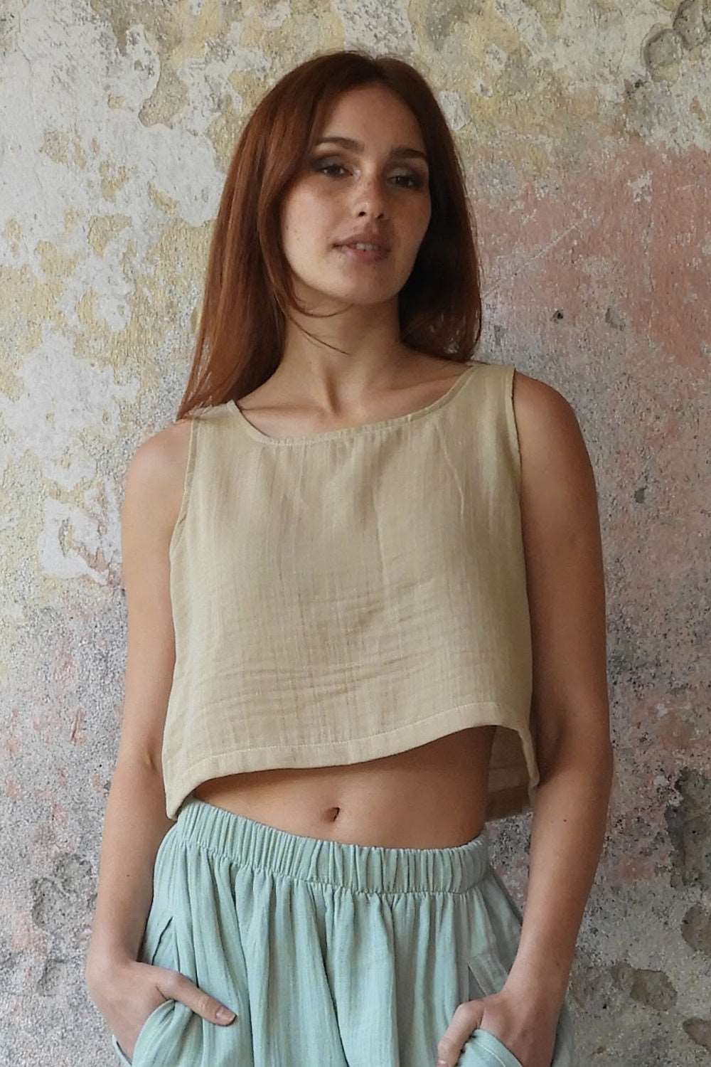 Odana's | Sustainable Gifts | BLOOM Organic Women's Double Gauze Top Beige | Tube Top | Sustainable Fashion