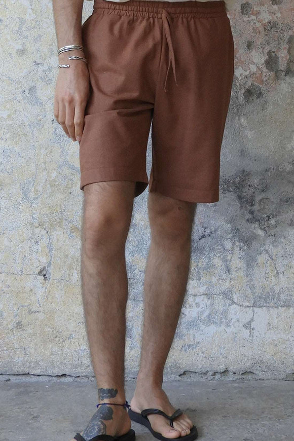 Odana's | Sustainable Gifts | BOREAS Linen Blend Shorts Man (Brown, Almond Green, Dark Gray) Brown | Linen Pants | Sustainable Fashion