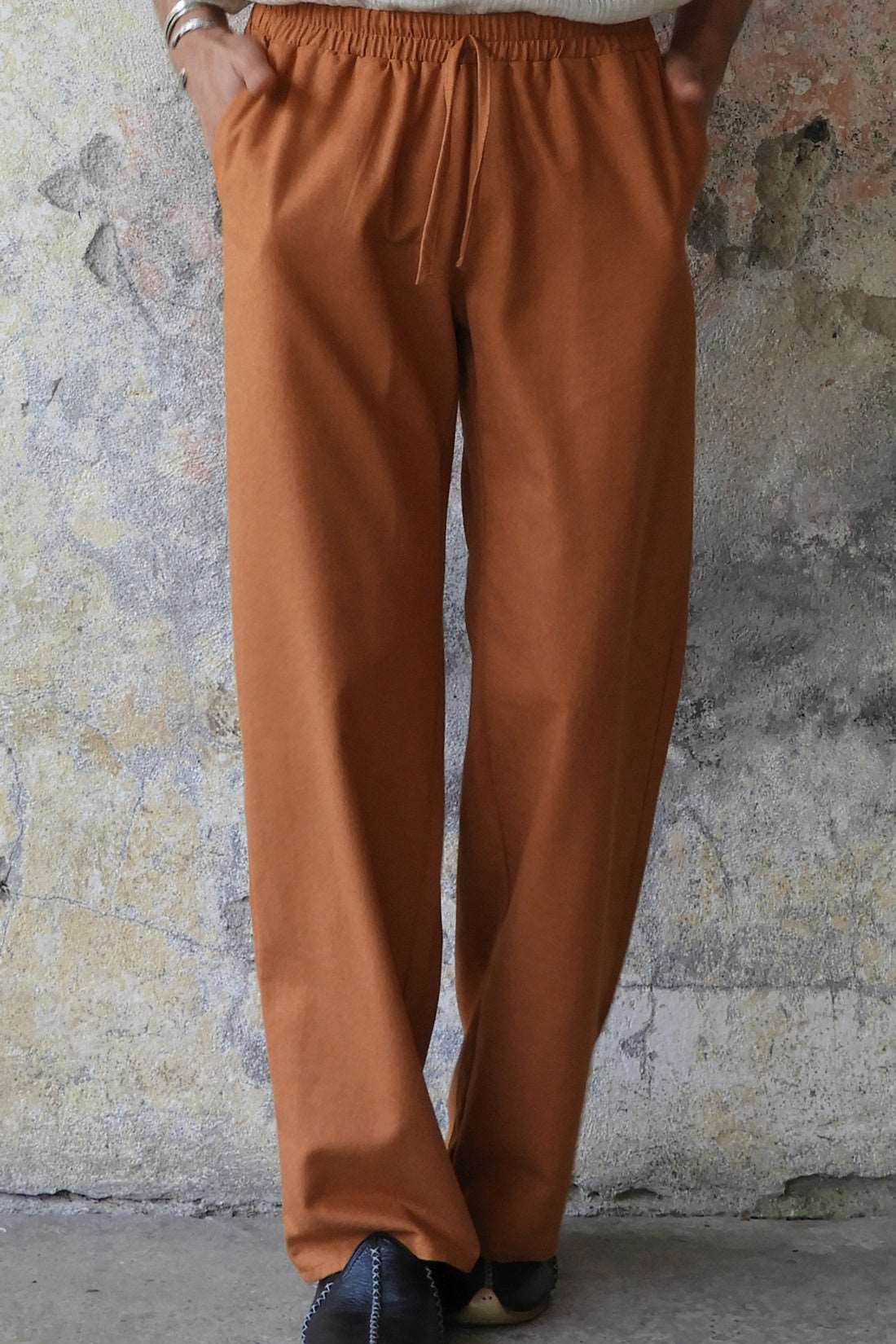 Odana's | BEACH Men's Linen Blend Pants (Windsor Tan, Terra Cotta) 4XL | Linen Pants | Sustainable Fashion