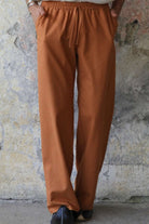 Odana's | Sustainable Gifts | BEACH Men's Linen Blend Pants (Windsor Tan, Terra Cotta) 4XL | Linen Pants | Sustainable Fashion