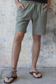 Odana's | Sustainable Gifts | BOREAS Linen Blend Shorts Man (Brown, Almond Green, Dark Gray) Almond Green | Linen Pants | Sustainable Fashion