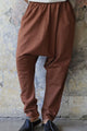 Odana's | Sustainable Gifts | MOON Men's Linen Blend Harem Pants (Dark Gray, Brown) Brown | Linen Harem Pants | Sustainable Fashion