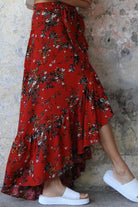 Odana's | Sustainable Gifts | FESTIVAL Wrap Skirt Red | Wrap Skirt | Sustainable Fashion