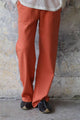 Odana's | Sustainable Gifts | BEACH Men's Linen Blend Pants (Burnt Orange, Green Almond) 4XL | Linen Pants | Sustainable Fashion