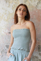Odana's | Sustainable Gifts | LOTUS Women's Organic Gauze Cotton Tube Top Dusty Mint | Tube Top | Sustainable Fashion
