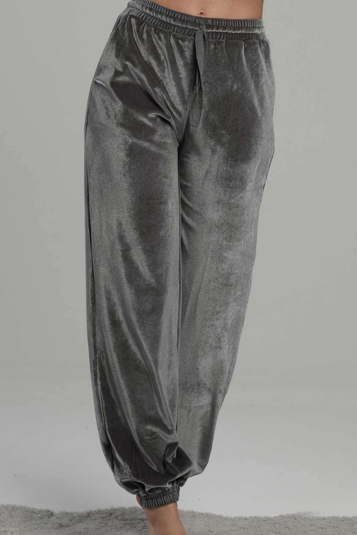 Sustainable  | DOVE Women's Velvet Pants (Black, Silver Gray) by Odana's