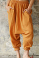Odana's | Sustainable Gifts | GAIA Women's Organic Gauze Cotton Harem Pants (Light Blue, Mint, Orange) Orange | Harem Pants | Sustainable Fashion