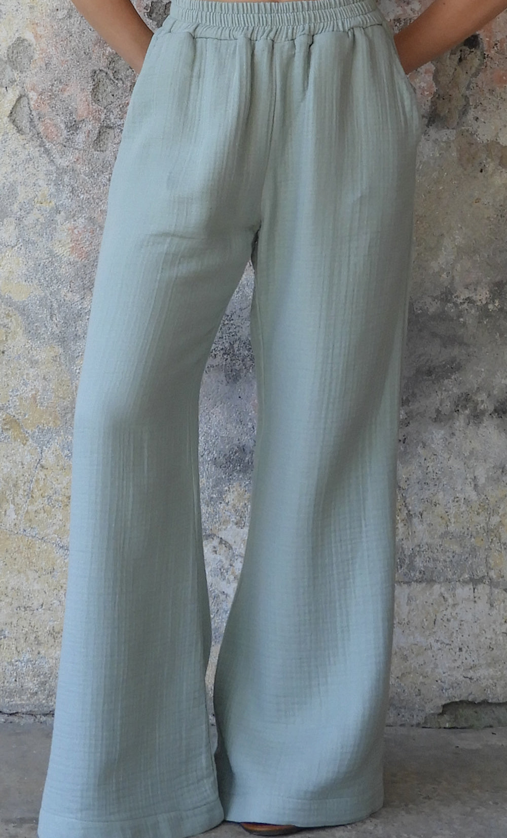 Odana's | Sustainable Gifts | PALAZZO Women's 4Layer Organic Gauze Cotton Pants Mint | Palazzo Pants | Sustainable Fashion