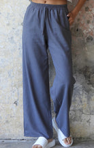 Odana's | Sustainable Gifts | TRINITY Linen Blend Women's Pants (Almond Green, Dark Gray, Windsor Tan) Dark Gray | Linen Pants | Sustainable Fashion
