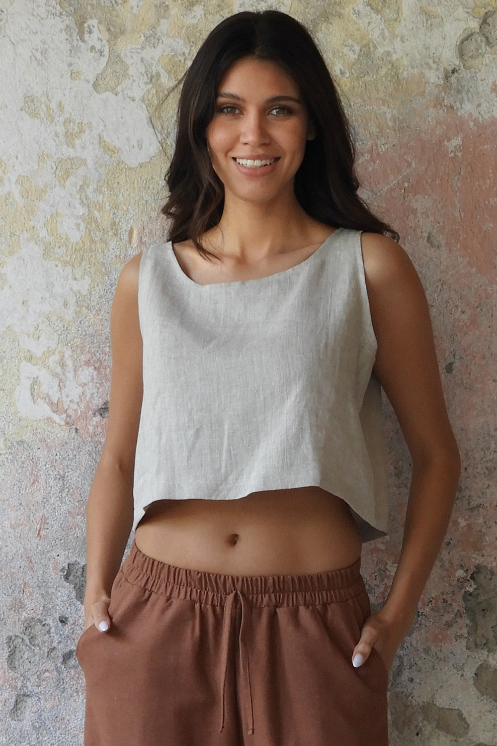 Odana's | Sustainable Gifts | PURE Women's Linen Top Beige | Tops | Sustainable Fashion
