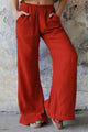 Odana's | Sustainable Gifts | PALAZZO Women's 2Layer Organic Gauze Cotton Pants (Red, Dark Blue, Caramel, Sage Green) Red | Palazzo Pants | Sustainable Fashion