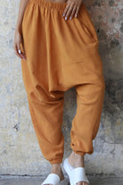 Odana's | Sustainable Gifts | TRIBAL Women's Organic Gauze Cotton Harem Pants (Caramel, Mint Green) Caramel | Harem Pants | Sustainable Fashion