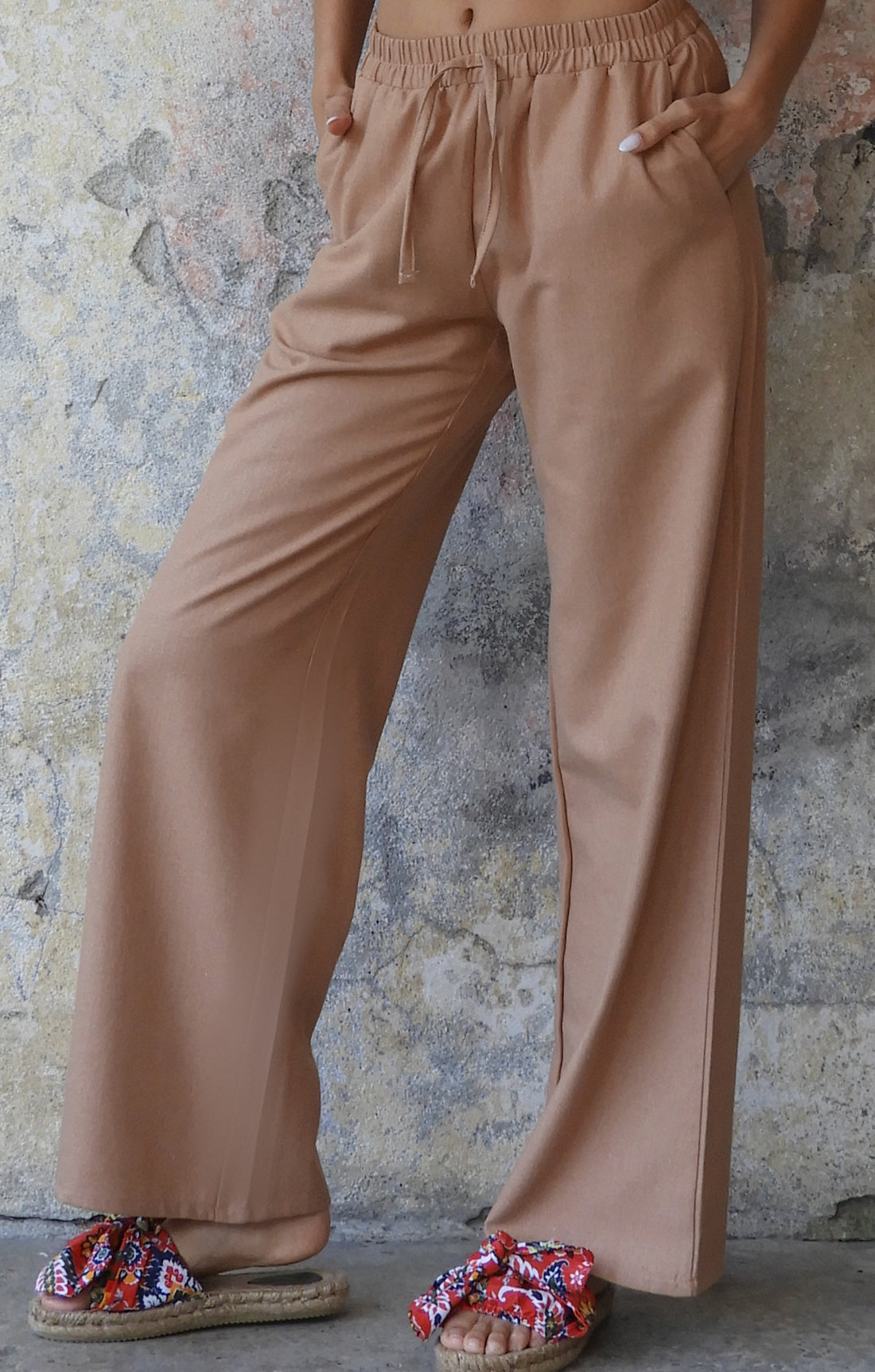 Odana's | Sustainable Gifts | TRINITY Linen Blend Women's Pants (Tan, Indigo Blue) Tan | Linen Pants | Sustainable Fashion